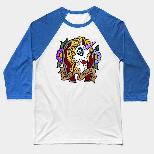Trashy Pony Baseball T-Shirt by OrneryDevilDesign